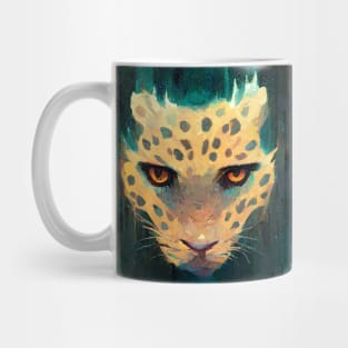 Abstract Jaguar with teal coloring Mug